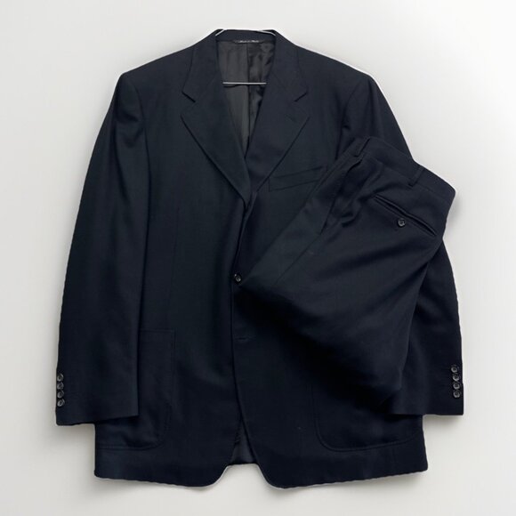 Canali Super 120s 100% Wool Men's 2-Piece Suit Jacket / Pants Black / Blue 54 R - Picture 1 of 16